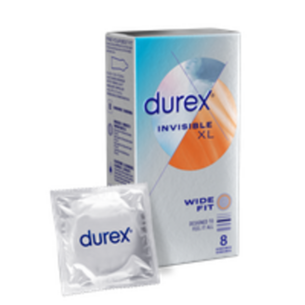 Durex Invisible XL Wide Fit Kondomi 8 kpl