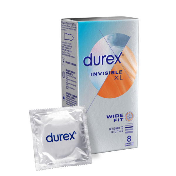 Durex Invisible XL Wide Fit Kondomi 8 kpl