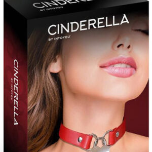 Collar With Heart Lock Vegan Leather Red BDSM-kaulapanta