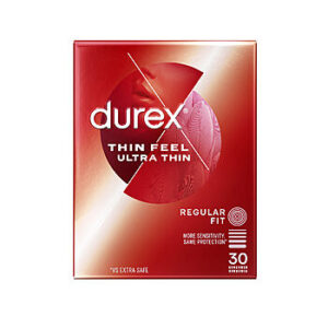Durex Feel Ultra Thin - Kondomi, 30 kpl, erikoisohut, ekstraliukastettu, Easy-On-muotoilulla, läpinäkyvä, lateksi