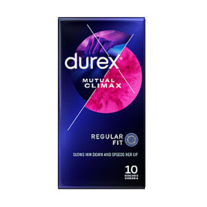 Durex Mutual Climax - Kondomi, 10 kpl, puuduttava, viivästyttävä, nystyröity, juomutettu, easy-on