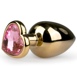 Easytoys Metal Butt Plug Gold/Pink 9,6cm Ø3,8cm Anaalitappi metallia