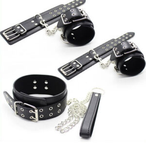 Handcuff & Collar Kit Double Pin Black Käsi&jalka raudat