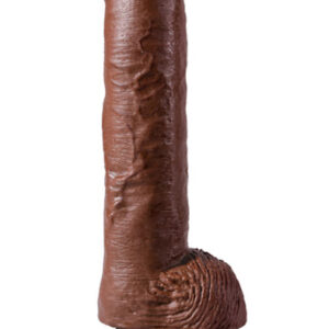 King Cock Vibrating Cock With Balls Brown 25,5 cm Värisevä dildo