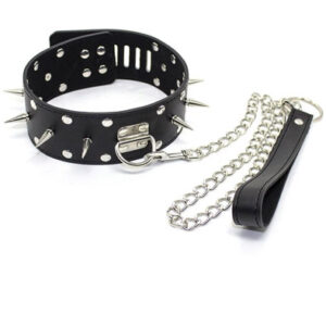 Kiotos Leather Collar Spiked Panta&Talutushihna