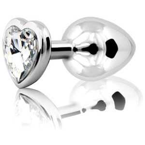 Loving Heart Butt Plug Silver/Clear Medium Anaalitappi metallia