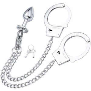 Metal Hand Cuffs With Anal Plug Anaalitappi metallia