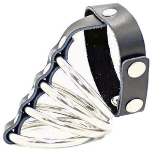 Ohmama Fetish Leather Strap Metal Cock Ring Penis- ja kivesrenkaat