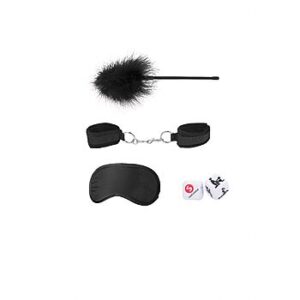 Ouch B&W - Bondagesetti aloittelijoille #2, ranneremmeillä, höyhenhuiskalla, seksinopilla, silmämaskilla, musta