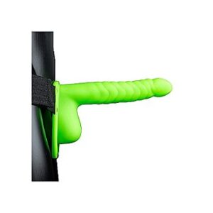 Ouch - Pimeässä hohtava ontto ja juomutettu strap-on, erektiotuki, kestävä, laadukas, pimeässä hohtava