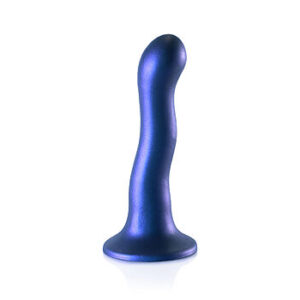 Ouch - Silikoninen G-piste dildo, muotoiltu, taipuisa, kimmoisa, kestävä, imukupilla, metallinhohtoinen, sininen