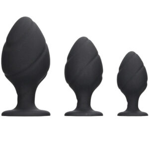 Ouch Swirled Butt Plug Set Black Anaalitappi setti