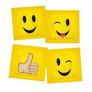 Pasante Smiley - Kondomi, 4 kpl, hauska, vegaaninen, lateksi