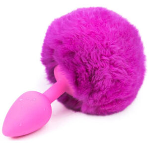 Purple Faux Fur Rabbit Tail With Silicone Plug S Anaalitappi hännällä