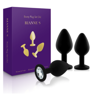 RIANNE S Booty Plug Set 3x Black Anaalitappi setti