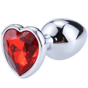 Red Scarlet Anal Plug With Heart Jewel M Anaalitappi metallia