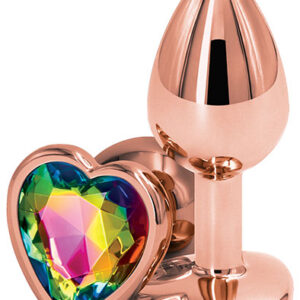 Rose Gold Rainbow Heart Small Anaalitappi metallia