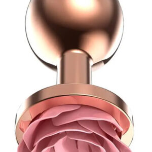 Rosegold Metal Anal Plug With Pink Rose Small Anaalitappi metallia
