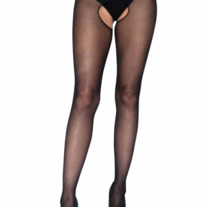 Sheer Crotchless Pantyhose Black Plus Size Sukkahousut