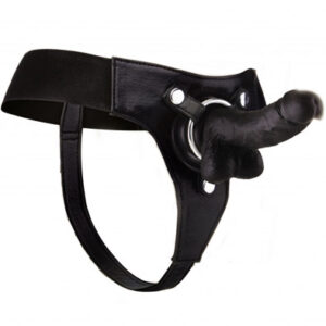 Shots Realistic Strap-On Black 18 cm Strap-on valjailla