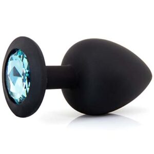 Silicone Plug With Gem Black/Blue Large Anaalitappi