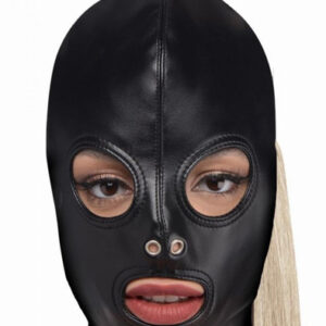 Strict Blonde Ponytail Bondage Hood Black
