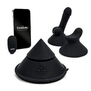 The Cowgirl Cone - Panokone, ultratehokkaalla moottorilla, kahdella lisäosalla, kartion muotoinen, bluetooth-ominaisuudella, kaukosäätimellä, kannettava, silikoninen, musta