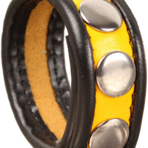 The Red Leather Cockring 3-snaps Black-Yellow Penisrengas