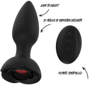 Vibrating Rose Buttplug With Remote Värisevä anaalitappi