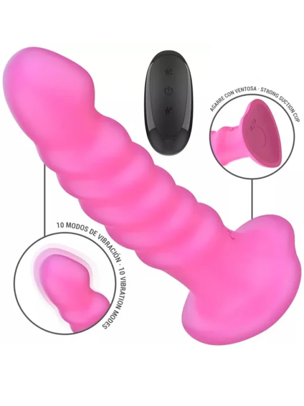 Cindy Spiral Vibrator Remote Pink 19 cm Värisevä dildo