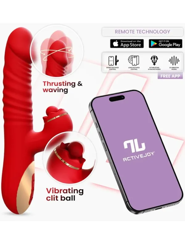 Ascen Thrusting & Waving Vibe With App Sovelluksella ohjattava rabbit-vibraattori