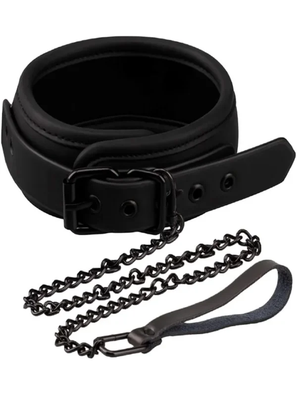 Fetish Black Shadow Collar With Leash Bondage-kaulapanta ja hihna