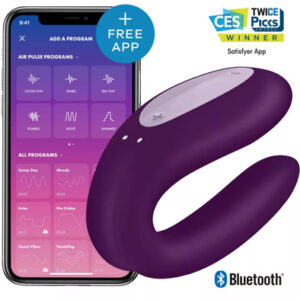 Satisfyer Double Joy Purple Sovelluksella ohjattava parivibraattori
