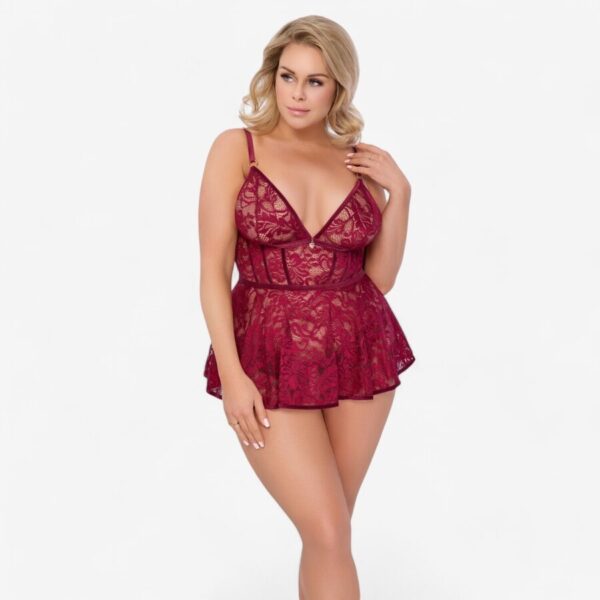 Cottelli Curves Punainen Babydoll & Avotangat