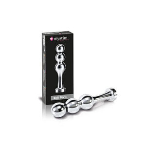 Mystim Bold Boris - Sähköä johtava dildo, sileä, kestävä, alumiini, hopea