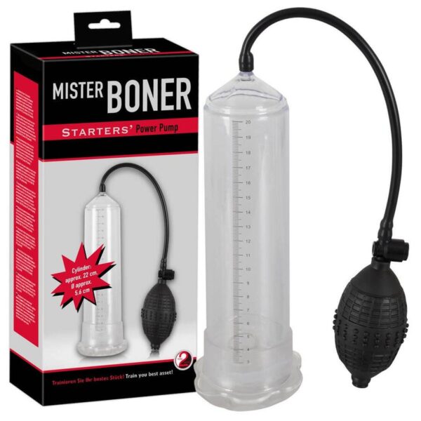 Mister Boner Starters Power Pump – Penispumppu aloittelijalle 22 cm, kirkas