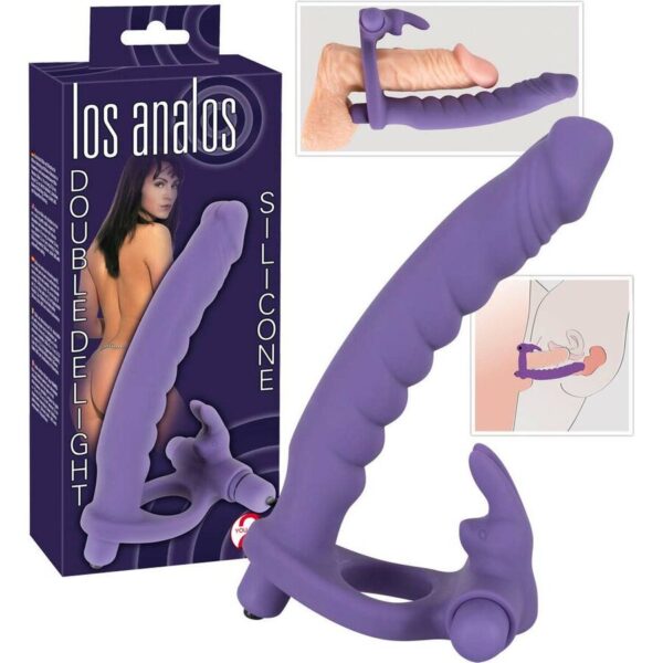 You2Toys Double Delight – Penisrengas Tuplapenetraatioon, 2 Vibraa, Silikoni (Lila)