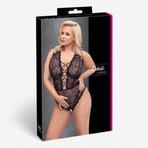 Cottelli Curves Pitsibody (Plus Size) – avoin haarakiila & ristikkonauhat