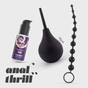 Crushious Anal Thrill – 3-in-1 anaalipaketti: anaalisuihku 90 ml + anaaliliuku 50 ml + 10-kuulaketju