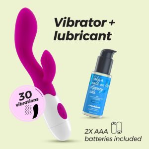 Crushious Cherie Rabbit-vibraattori Duo – 30 värinää, 50 ml liukuvoide & paristot mukana