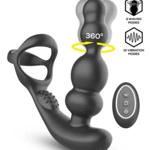 Klark Waving & Vibrating Plug With Remote Eturauhasvibraattori penisrenkaalla