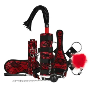 Lace & Leather Look 9-pcs Bondage Set Bondage kitti