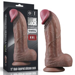 Lovetoy Nature Cock XXL – Realistinen Dual Density Silikoni­dildo 28 cm Imukupilla