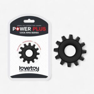Lovetoy PowerPlus nystyröity penisrengas (TPE) Ø 1,6 cm (sisä), Ø 5 cm (ulko) – musta