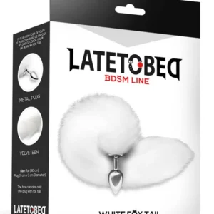 Metal Butt Plug With White Foxy Tail 40 cm Anaalitappi hännällä