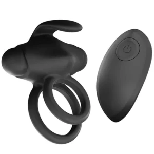 Mr & Mrs Vibe Ring Black Penisrengas vibraattorilla
