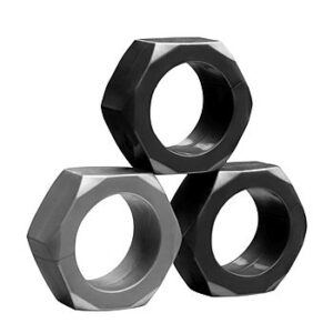 Tom Of Finland - Penisrenkaat, 3 kpl, kestävät, mutterin muotoiset, paksut, joustavat