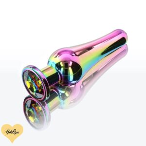 Toy Joy Metallinen anaalitappi Rainbow-kristallilla – Medium 11 cm