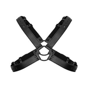 Bedroom Fantasies Lionel - Rintaharness, X-malliset, kestävät, metallirenkailla, säädettävä, vegaaninen keinonahka, musta