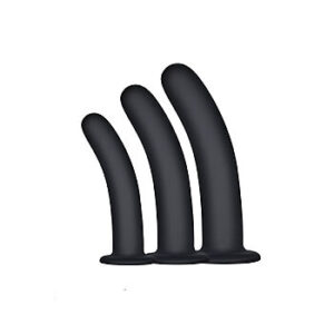 Kick Up - Silikoniset dildot, imukupilla, kolme eri kokoa, silikoniset, mustat